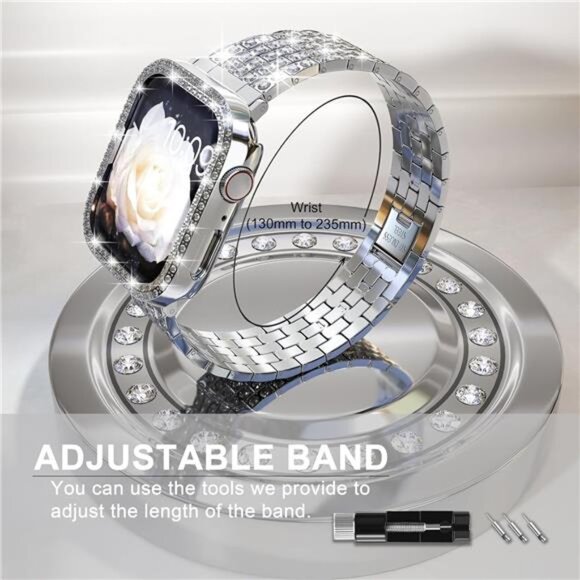 Compatible for Apple Watch Band 40mm Series 6/5/4/SE, Diamond Rhinestone Case - Picture 2 of 7